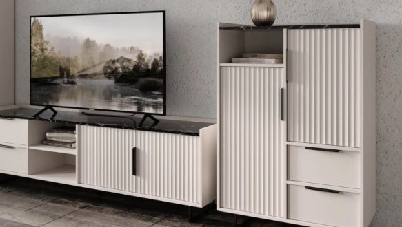 Тумба под ТВ RTV2D2S Фреско Кашемир / Темный мрамор 2