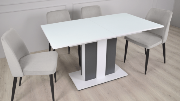 Стол обеденный Clasic Интарсио Белая Аляска/Антрацитовый Раскладной 140/180 см 0