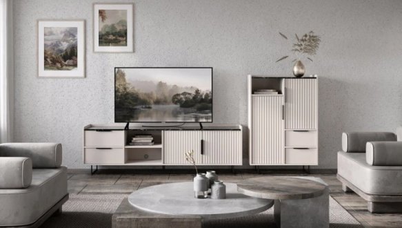 Тумба под ТВ RTV2D2S Фреско Кашемир / Темный мрамор 0