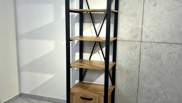 Стеллаж LOFT 600 1Д Дуб Сонома / Чёрный мат MebliRoMax