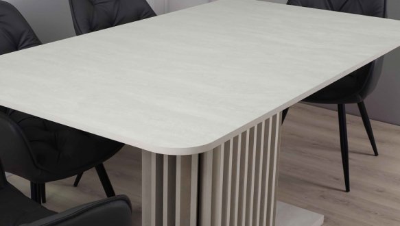 Стол Cassandra MAX Интарсио Шелковый Камень/Антрацит Раскладной 160 см 3