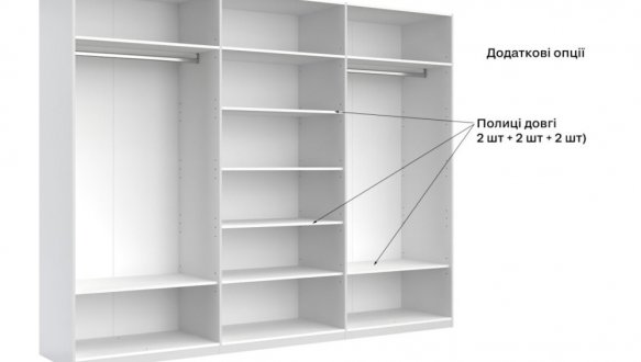 Шкаф 6Дв с зеркалом Миромарк Асти 6 дверный дуб крафт 275 см 7