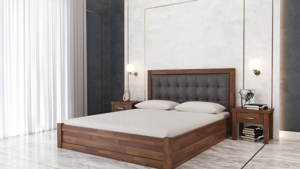 Кровать деревянная Лев Мардир 50 с подьемным механизмом и нишей для белья массив Бук 3