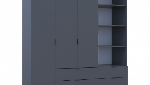 Шкаф для одежды Дорос Гелар графит 3-х дверный с пеналом 176,2 см 5