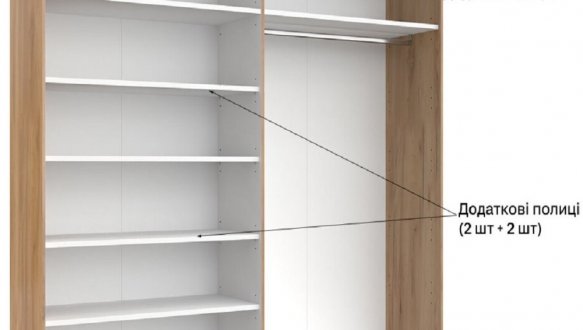 Шкаф-купе без зеркала Миромарк Асти 2 дверный дуб крафт 250 см 4