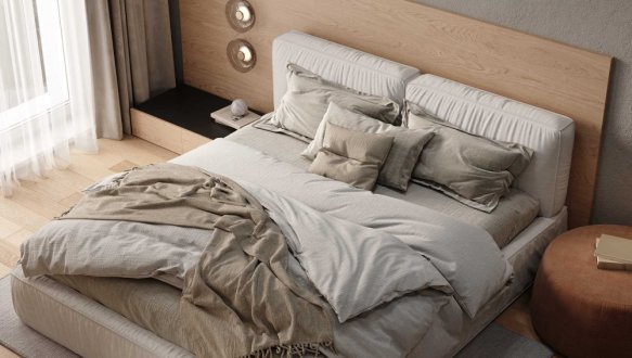 Ліжко двоспальне м'яке Woodsoft Toledo / Толедо з підйомним механізмом та нішею для білизни 0