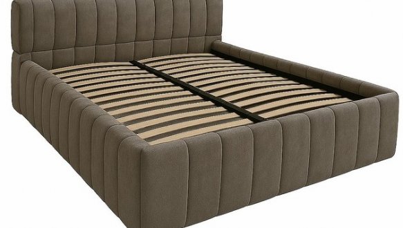 Ліжко м'яке Городок меблі Браун з підйомним механізмом та нішею для білизни 6