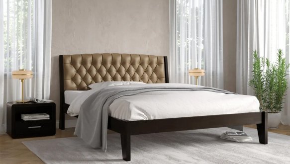 Кровать деревянная с мягкой вставкой ArborDrev Алекс Сосна / Бук 4