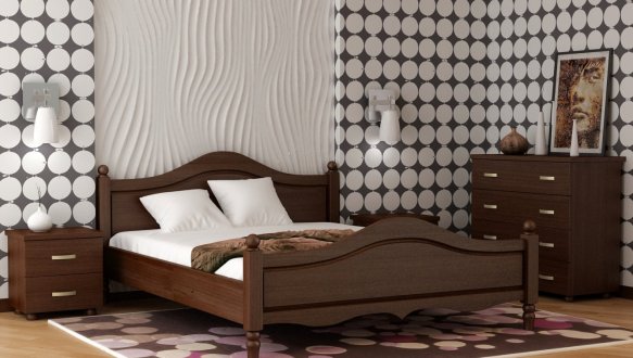 Ліжко двоспальне дерев'яне Явіто Лаванда Масив Вільха / Ясен / Дуб 