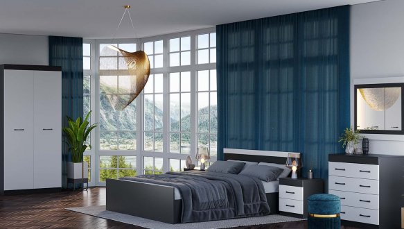 Модульная спальня Mirta/Мирта Киевский Стандарт Антрацит/Нимфея Альба