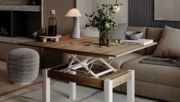  Стол-трансформер B-Fly Art In Head Дуб Эвок / Белый бриллиант