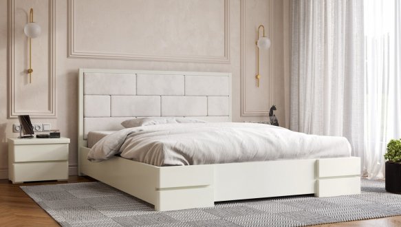 Кровать деревянная с мягкой вставкой ArborDrev Тоскана Сосна / Бук 1