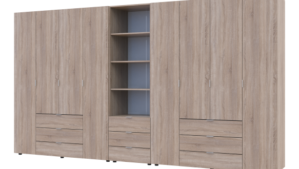 Шафа Дорос Гелар восьмидверна з пеналом Дуб Сонома 370 см