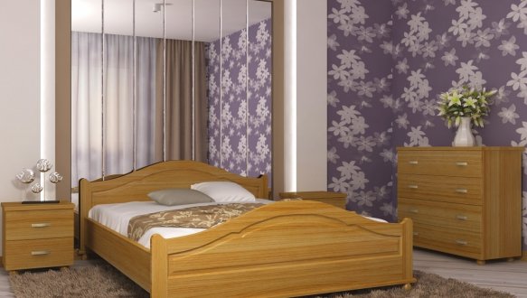 Кровать двуспальная деревянная Явито Орхидея Массив Ольха / Ясень / Дуб 7