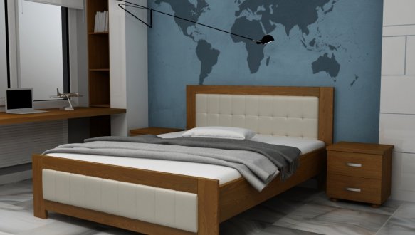 Ліжко двоспальне дерев'яне Явіто Енігма Масив Вільха / Ясен / Дуб 12