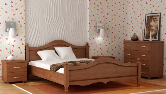 Ліжко двоспальне дерев'яне Явіто Лаванда Масив Вільха / Ясен / Дуб 0