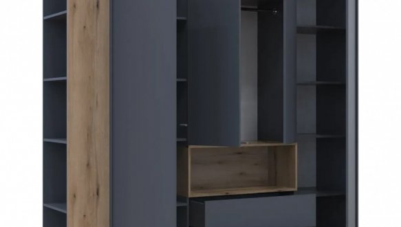 Шкаф для одежды с нишей и пеналом Дорос Дейл графит 4 дверный 234 см 4