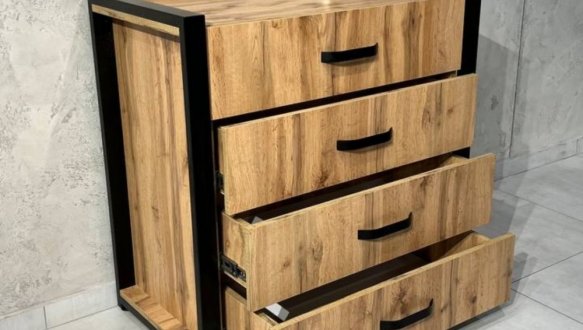 Комод LOFT 4Ш Дуб Сонома / Чорний мат MebliRoMax 8