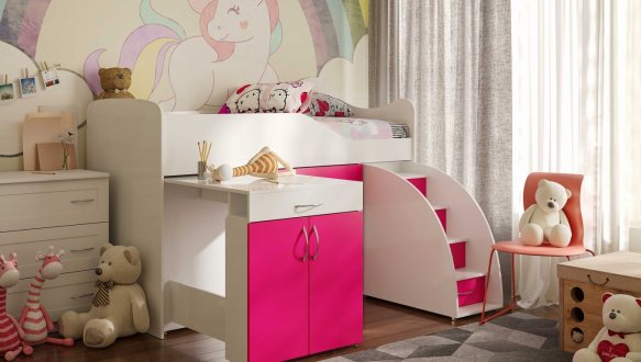 Ліжко кімната зі столом №5 Viorina Deko Корпус білий 22