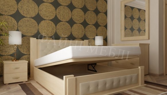 Ліжко двоспальне дерев'яне Явіто Техас з підйомним механізмом та нішою для білизни Масив Вільха / Ясен / Дуб 10