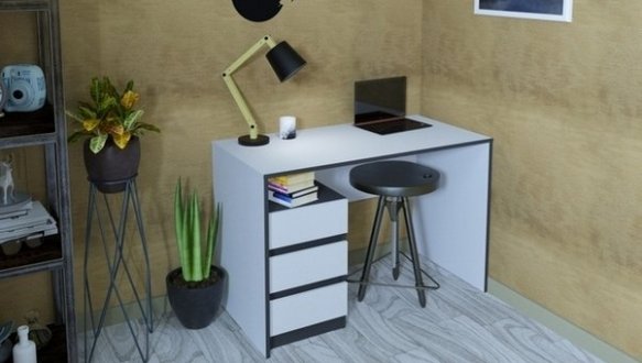 Компьютерный стол Vector Интарсио Белая Аляска/Черный 120 см 0