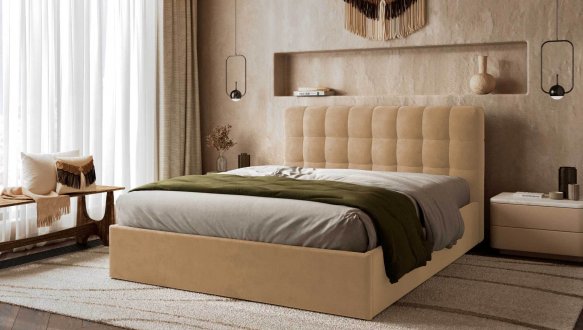 Кровать мягкая Виорина деко Tiramisu / Тирамису с подъемным механизмом и нишей для белья