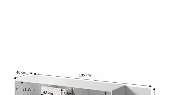 Тумба ТВ Marmo/Мармо RTV195 2D1S1K Білий/Білий мармур Cama Ширина 195 см 3