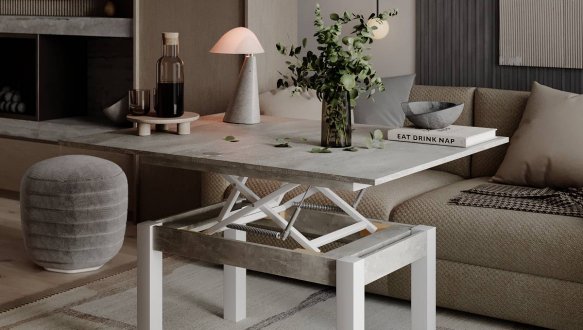 Стол-трансформер B-Fly Glass Art In Head Ателье светлый/Белые ноги/Жемчужина белая стекло