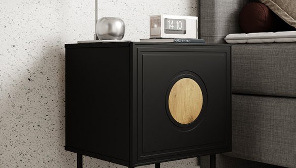 Тумба приліжкова Cama Palazzo/Палаццо Чорний/Дуб Крафт