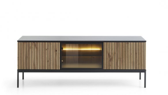 Тумба под ТВ Сенто/Sento RTV154 Чёрный/дуб вотан Perfect Home Ширина 153 см 7