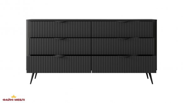 Комод Ланте / Lante 6S/163 Чорний/Чорні ніжки 0