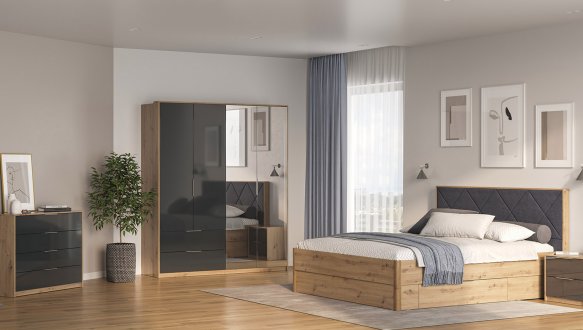 Модульна спальня Reymond/Реймонд Міромарк Дуб артизан/Антрацит