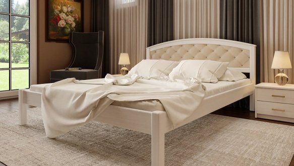 Кровать двуспальная деревянная с мягкой вставкой ЧДК Британия массив Ольха 3