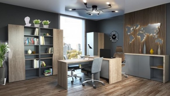 Офисный стол Connect C Интарсио Дуб Сонома Трюфель/Антрацит 130 см 0