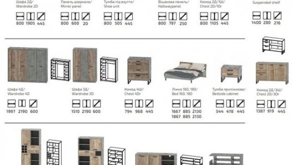 Шкаф 2Д Сокме Бари 2 дверный дуб гранж 80 см 3