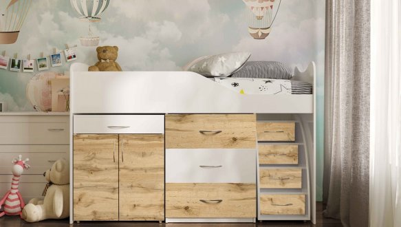 Ліжко кімната зі столом №5 Viorina deko Корпус Дуб Тахо 8