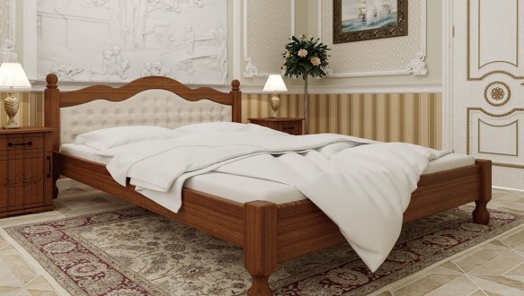 Кровать двуспальная деревянная с мягкой спинкой ЧДК Магнолия масив Вільха 4