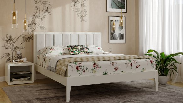 Ліжко дерев'яне з м'якою вставкою ArborDrev Грація Преміум Сосна / Бук Білий