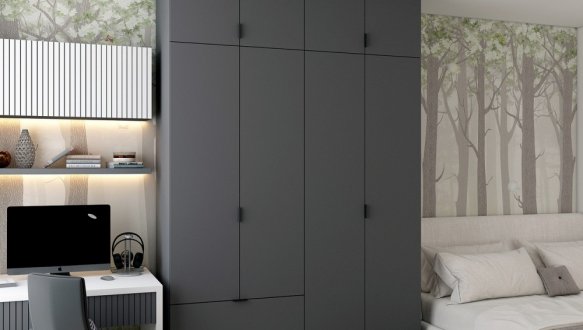 Шкаф Дорос Лукас графит 4 дверная с 2-мя ящиками 180 см 4