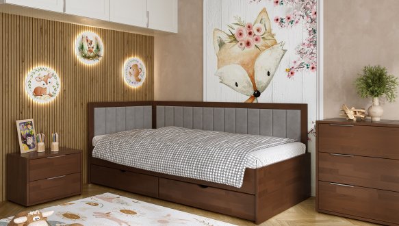 Дитяче ліжко дерев'яне з м'якою вставкою DrevKO Діадема