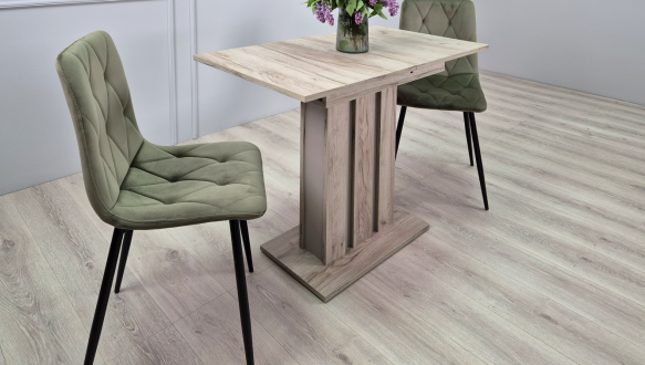 Стіл обідній POLAR D/G Інтарсіо Дуб крафт сірий / Глиняний сірий Розкладний 100/135 см 0