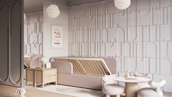 Кровать десткая мягкая с подьемным механизмом Шик Галичина Мокко 7