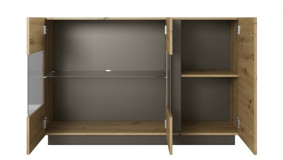Комод з вітриною Арко / Arco 3D2W/138 Дуб Артизан/Графіт 0