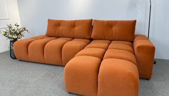 Кутовий диван розкладний крокуюча єврокнижка Елізіум Сапфір 277 см 23