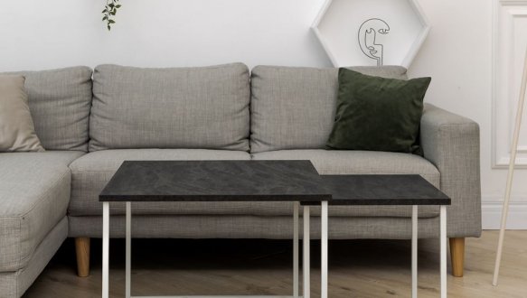 Комплект столиков Квадро S + М угольный камень 