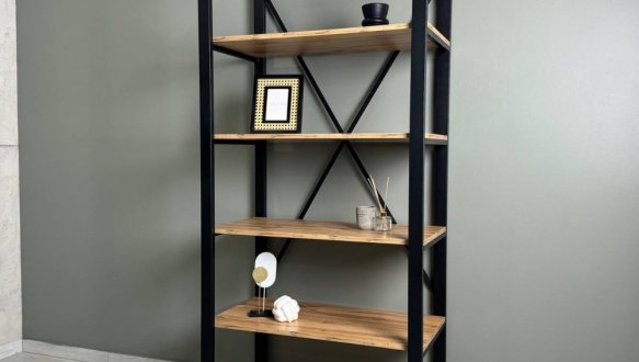 Стеллаж LOFT 900 Дуб Сонома / Чёрный мат MebliRoMax 3