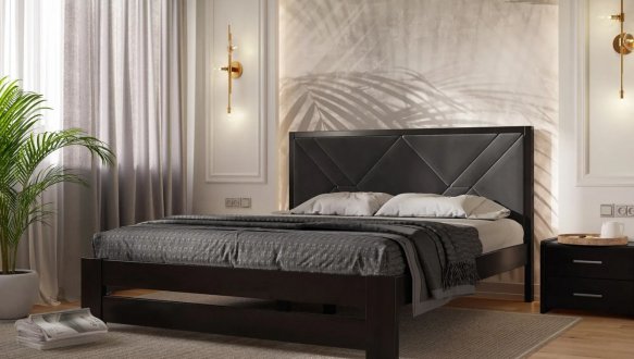 Ліжко дерев'яне з м'якою вставкою ArborDrev Симфонія Преміум Сосна / Бук 4