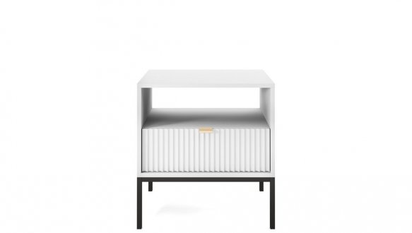Тумба прикроватная Белый/Черные ножки S54 Nova 2