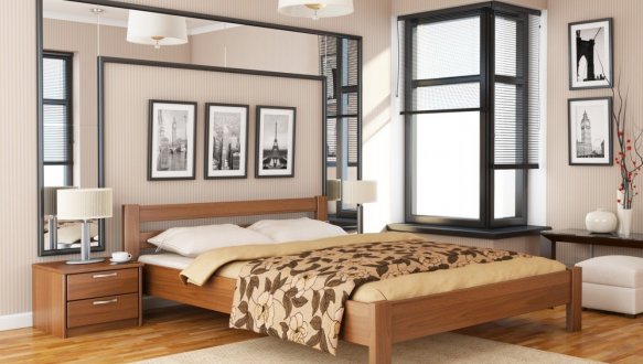 Ліжко дерев'яне Естелла Рената / Серія Тесса Щит / Масив Бук 11