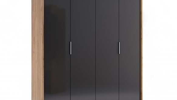 Шафа 4Д без дзеркала Міромарк Луна 4 дверна чорний 185 см